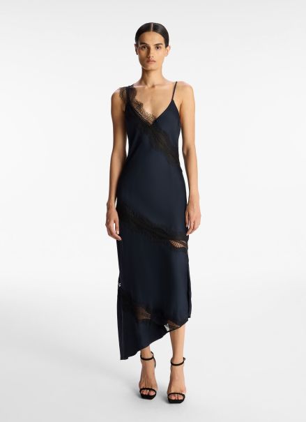 A.l.c Soleil Lace Midi Dress Women Dresses Dark Sapphire/Black
