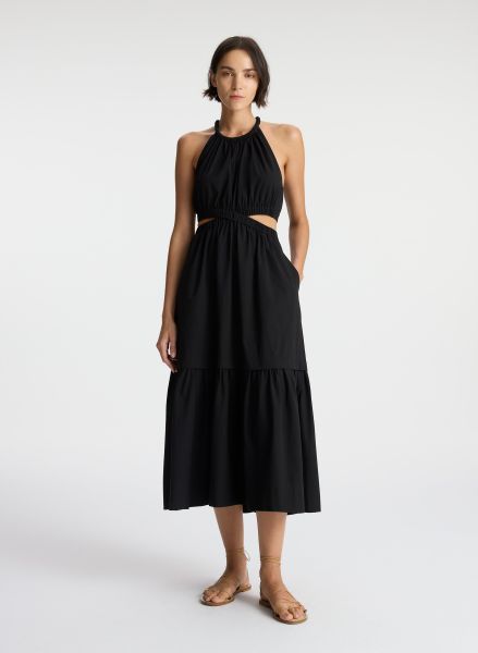 A.l.c Whitney Cotton Midi Dress Black Dresses Women