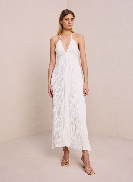 Off White Dresses A.l.c Angelina Satin Pleated Dress Women