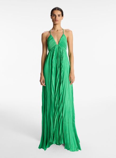 Verde A.l.c Dresses Angelina Ii Satin Pleated Dress Women