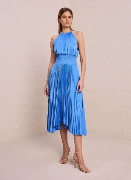 Renzo Ii Satin Pleated Dress Dresses A.l.c Blue Sea Women