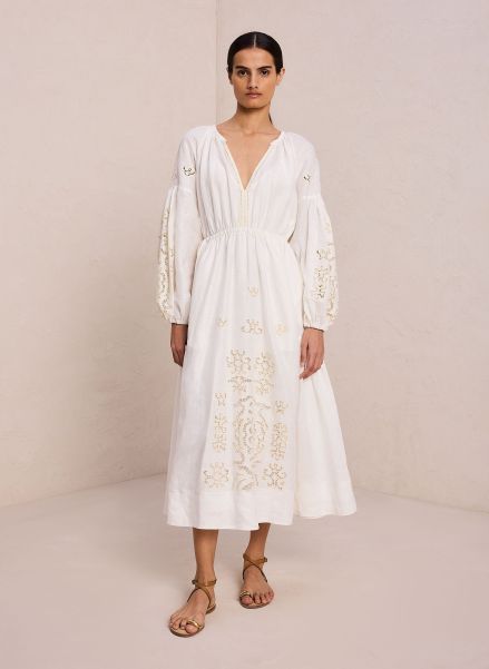 Dresses Women Capri Embroidered Linen Dress White/Off White A.l.c
