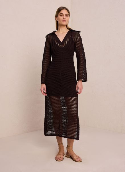 Darkest Plum Women A.l.c Freya Crochet Midi Dress Dresses