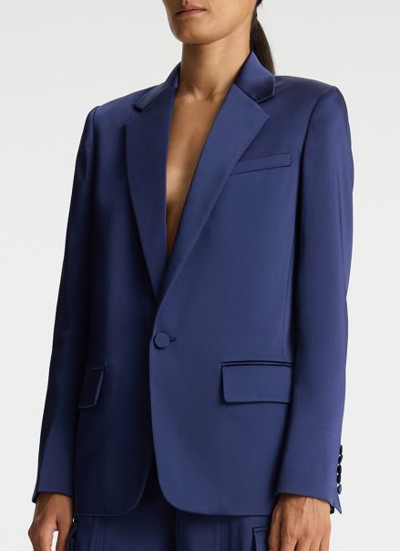 A.l.c Axel Satin Jacket Women Evening Blue Jackets & Coats