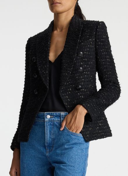 Black Jackets & Coats Women Chelsea Lurex Tweed Jacket A.l.c