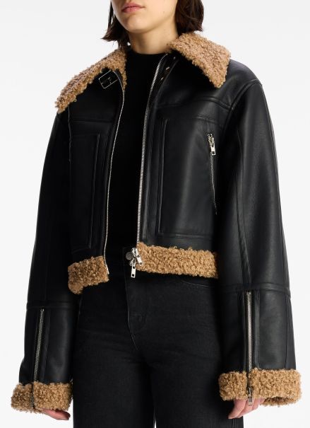 Women A.l.c Jackets & Coats Aspen Faux Shearling Jacket Black/Brown