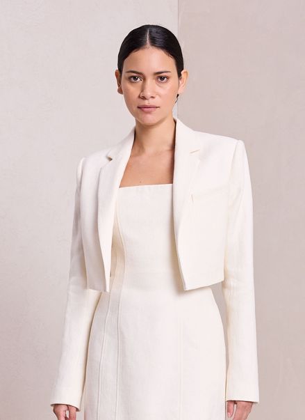 Ecru Jackets & Coats Women A.l.c Andy Cropped Linen Jacket