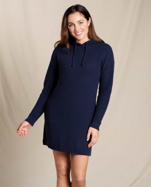 Dresses Revolutionize Whidbey Hooded Sweater Dress True Navy Toad & Co Women
