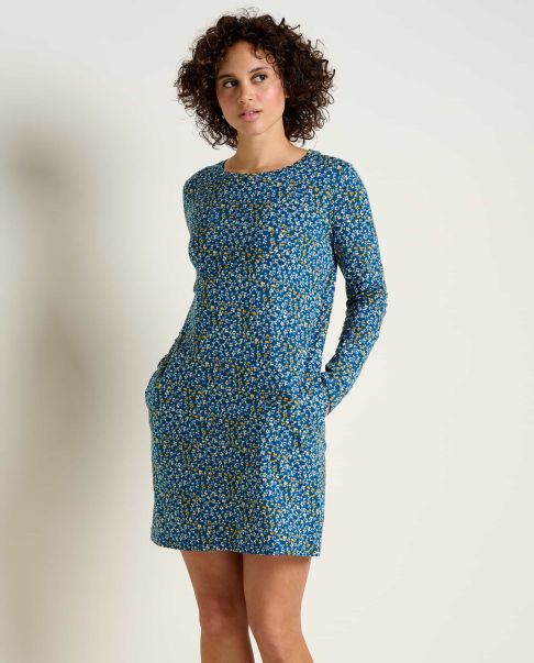 Windmere Ii Long Sleeve Dress Women Toad & Co Dresses Cornflower Ditsy Print Extend