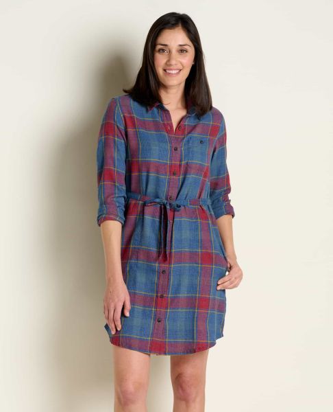 Toad & Co Re-Form Flannel Shirtdress Women Dresses Price Drop Garnet