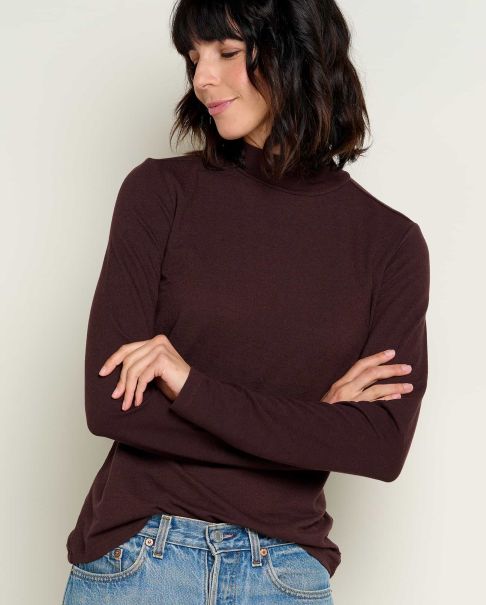 Toad & Co Piru Mockneck Long Sleeve Tee Tops & T-Shirts Carob Simple Women