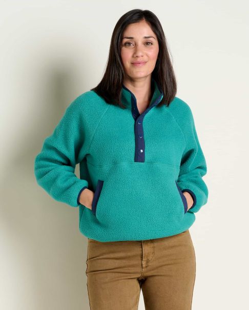 Cyan Women Toad & Co Professional Tops & T-Shirts Women's Campo Fleece Pullover