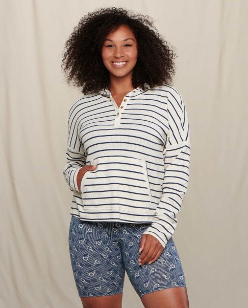 Tops & T-Shirts Must-Go Prices Foothill Long Sleeve Hoodie Egret Stripe Toad & Co Women