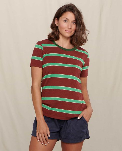 Women's Grom Ringer Crew Tops & T-Shirts Toad & Co Women Cheap Henna Wide Stripe