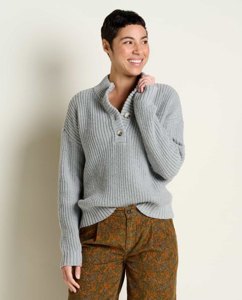 Sweaters Women Simple Light Ash Heather Toad & Co Moss Point Henley Sweater