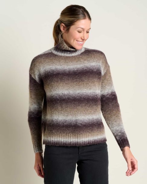 Toad & Co Toddy T-Neck Sweater Heather Grey Space Dye Women Sweaters Rapid