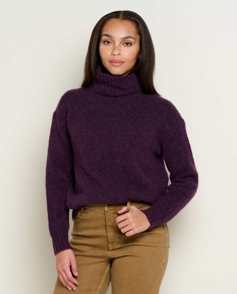 Women Sweaters Toddy T-Neck Sweater Toad & Co Blackberry Streamline