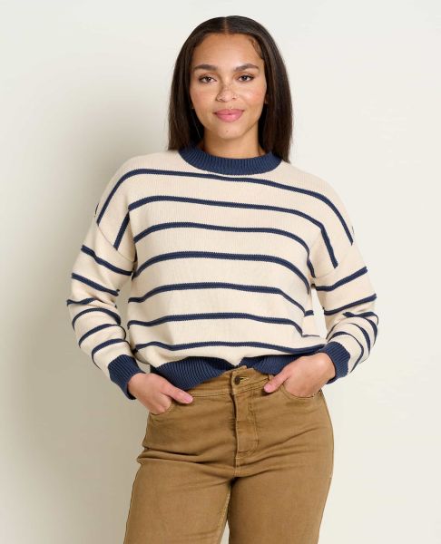 Sweaters Women Bianca Ii Crew Sweater True Navy Stripe Toad & Co Affordable
