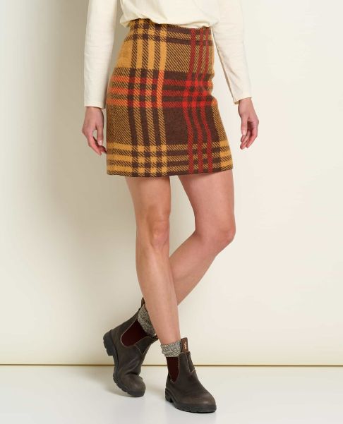 Women Genuine Heartfelt Sweater Skirt Dark Roast Plaid Skirts & Skorts Toad & Co