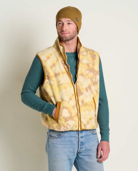Jackets & Layers Men's Campo Fleece Vest Men Efficient Barley Tie Dye Print Toad & Co
